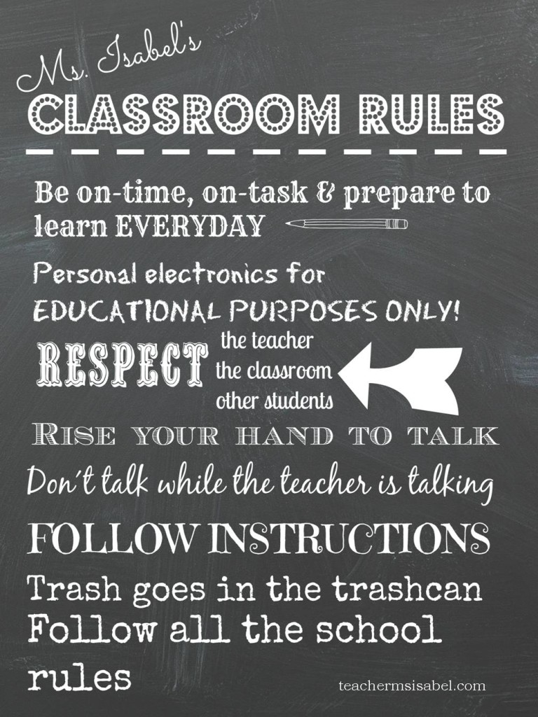 classroom rules A3
